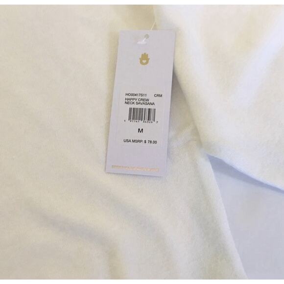 Spiritual Gangster HAPPY Crew Neck Savasana Ivory Sweatshirt Women Size M NWT - Picture 10 of 11